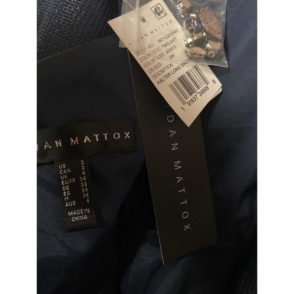 Aidan Mattox Pocket Dress Beaded Shimmering Navy Prom Maxi Formal Evening Gown - Picture 11 of 12